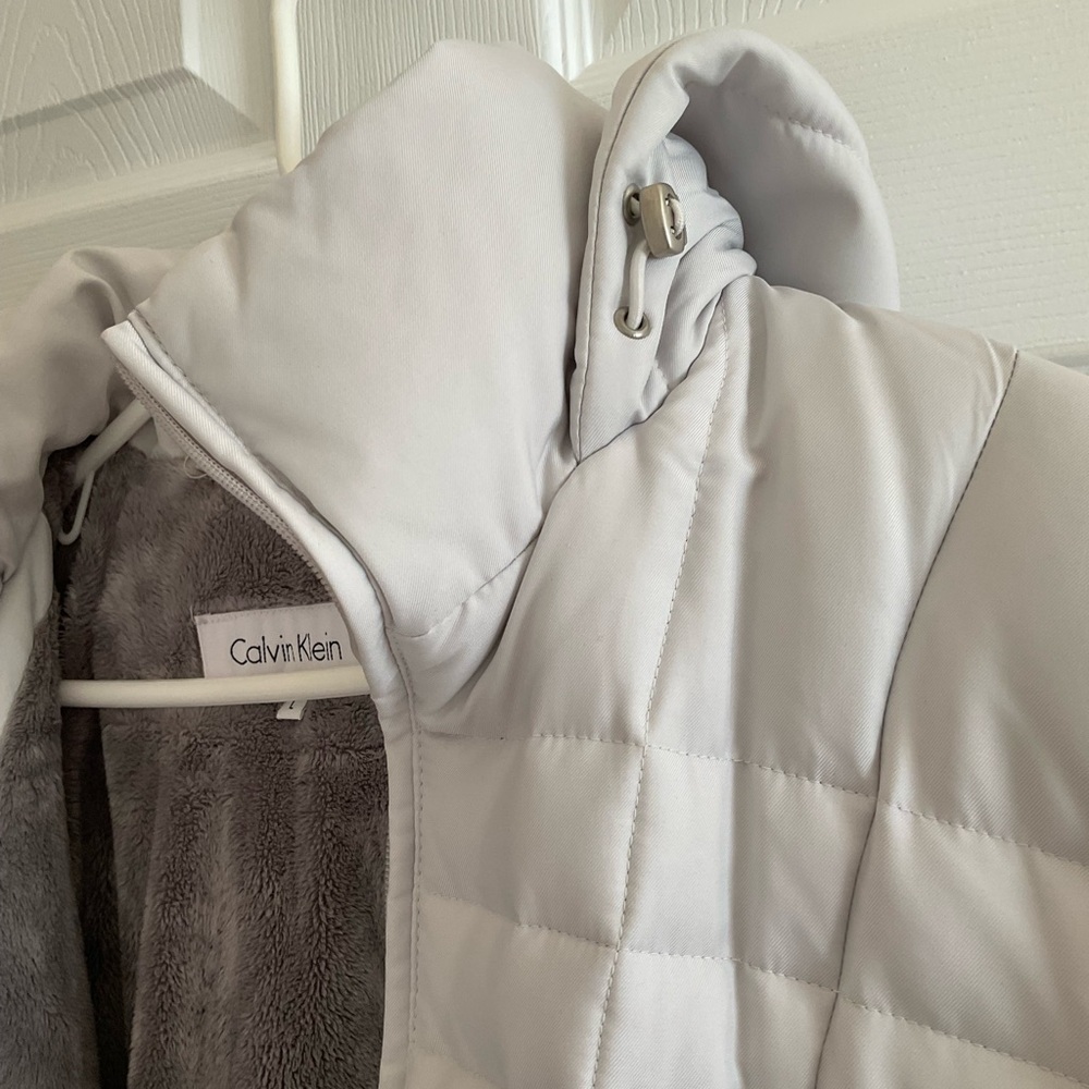 NWOT-Calvin Klein Gray Quilted Puffer Jacket High Collar - Picture 5 of 12